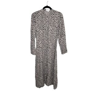 Cloth & Stone womens S Animal print long sleeve maxi collard shirt dress boho